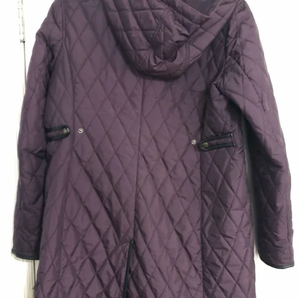 Lauren Ralph Lauren purple quilted jacket faux leather trim womens large outdoor - Picture 7 of 11
